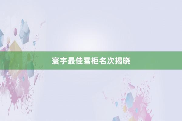 寰宇最佳雪柜名次揭晓